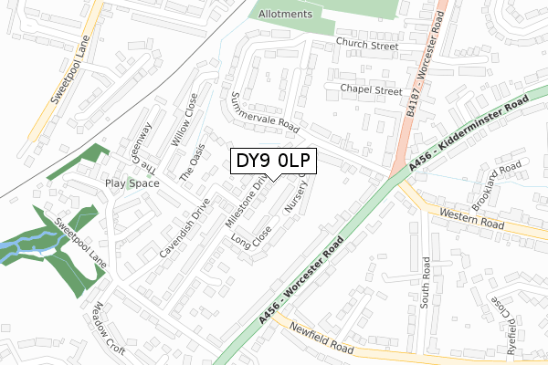 DY9 0LP map - large scale - OS Open Zoomstack (Ordnance Survey)