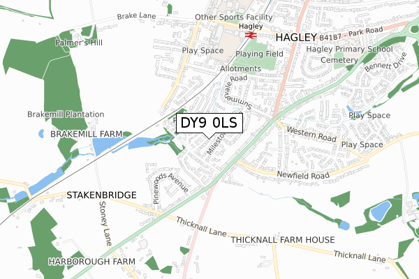 DY9 0LS map - small scale - OS Open Zoomstack (Ordnance Survey)
