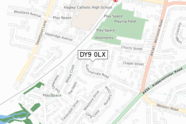 DY9 0LX map - large scale - OS Open Zoomstack (Ordnance Survey)