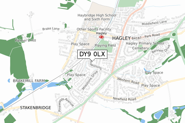 DY9 0LX map - small scale - OS Open Zoomstack (Ordnance Survey)