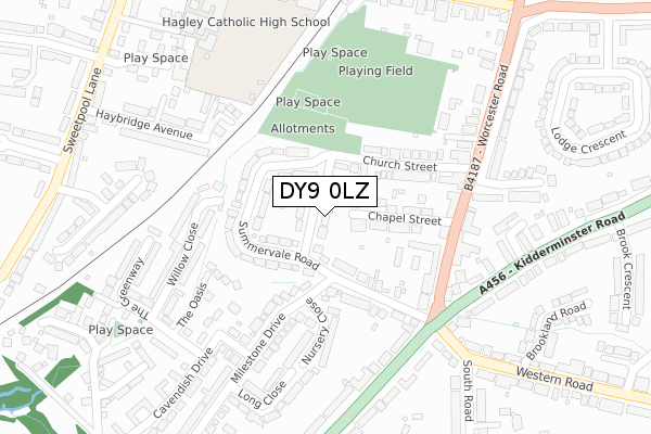 DY9 0LZ map - large scale - OS Open Zoomstack (Ordnance Survey)
