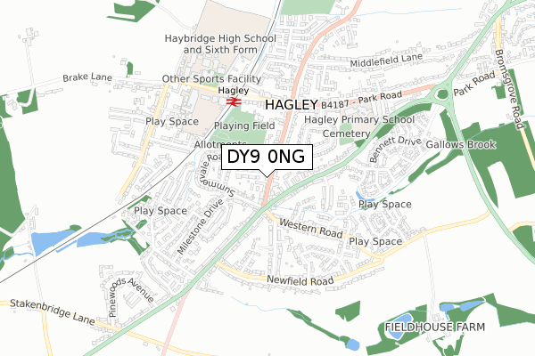 DY9 0NG map - small scale - OS Open Zoomstack (Ordnance Survey)