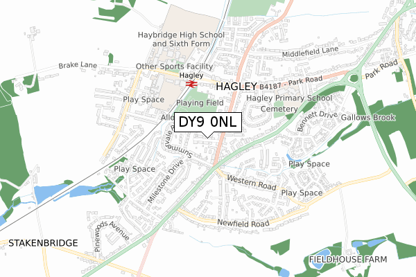 DY9 0NL map - small scale - OS Open Zoomstack (Ordnance Survey)