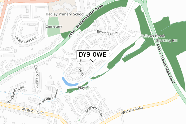 DY9 0WE map - large scale - OS Open Zoomstack (Ordnance Survey)