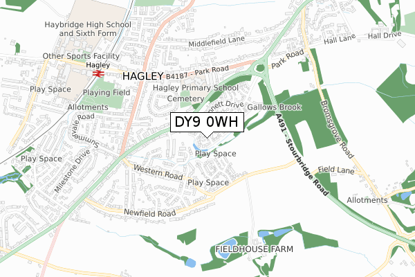 DY9 0WH map - small scale - OS Open Zoomstack (Ordnance Survey)