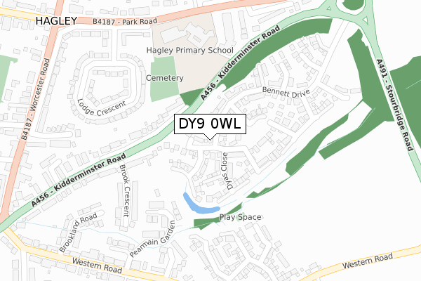DY9 0WL map - large scale - OS Open Zoomstack (Ordnance Survey)
