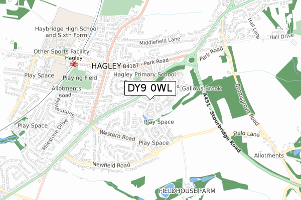 DY9 0WL map - small scale - OS Open Zoomstack (Ordnance Survey)
