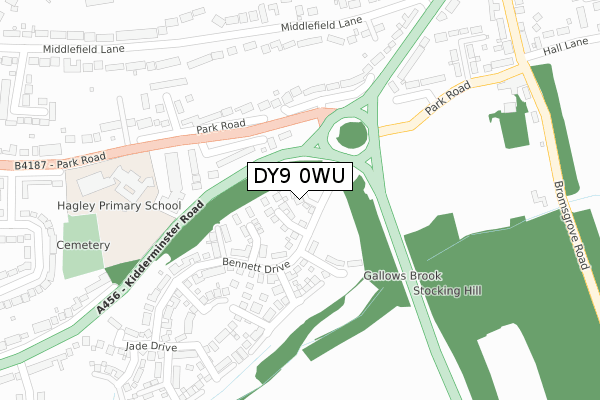 DY9 0WU map - large scale - OS Open Zoomstack (Ordnance Survey)