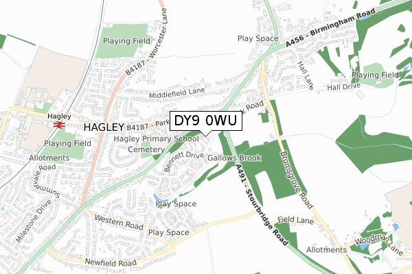DY9 0WU map - small scale - OS Open Zoomstack (Ordnance Survey)