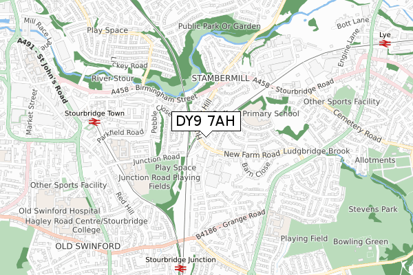 DY9 7AH map - small scale - OS Open Zoomstack (Ordnance Survey)