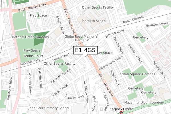 E1 4GS map - large scale - OS Open Zoomstack (Ordnance Survey) E1 4GS map - large scale - OS Open Zoomstack (Ordnance Survey)