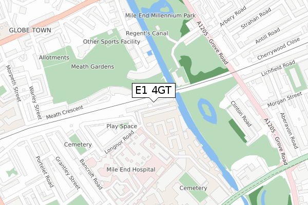 E1 4GT map - large scale - OS Open Zoomstack (Ordnance Survey)
