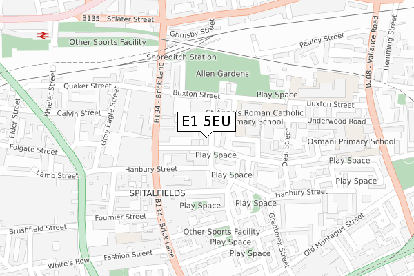 E1 5EU map - large scale - OS Open Zoomstack (Ordnance Survey)