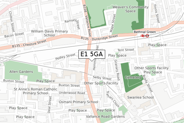 E1 5GA map - large scale - OS Open Zoomstack (Ordnance Survey)