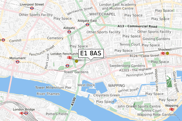 E1 8AS map - small scale - OS Open Zoomstack (Ordnance Survey) E1 8AS map - small scale - OS Open Zoomstack (Ordnance Survey)