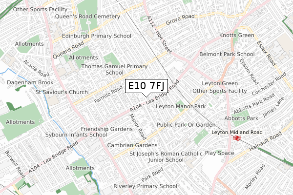 E10 7FJ map - small scale - OS Open Zoomstack (Ordnance Survey) E10 7FJ map - small scale - OS Open Zoomstack (Ordnance Survey)