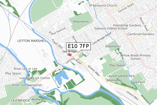 E10 7FP map - small scale - OS Open Zoomstack (Ordnance Survey)