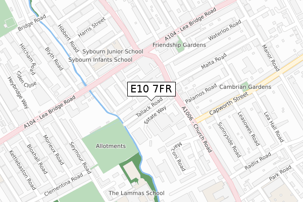 E10 7FR map - large scale - OS Open Zoomstack (Ordnance Survey)