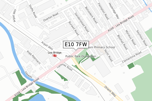 E10 7FW map - large scale - OS Open Zoomstack (Ordnance Survey)