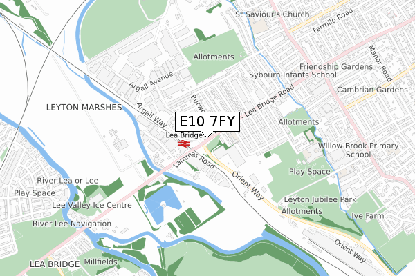 E10 7FY map - small scale - OS Open Zoomstack (Ordnance Survey)