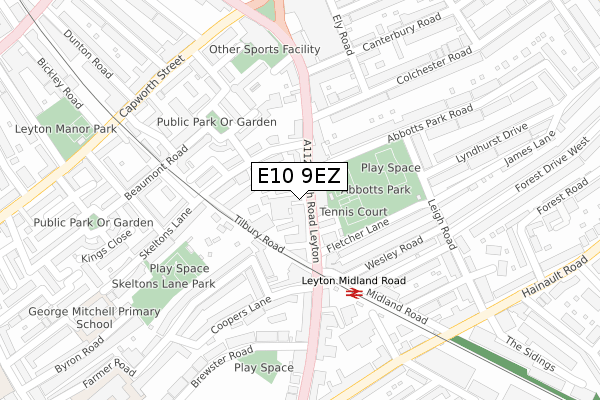 E10 9EZ map - large scale - OS Open Zoomstack (Ordnance Survey)