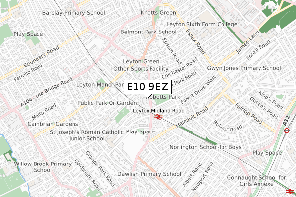 E10 9EZ map - small scale - OS Open Zoomstack (Ordnance Survey)