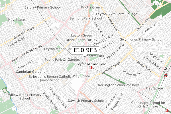 E10 9FB map - small scale - OS Open Zoomstack (Ordnance Survey) E10 9FB map - small scale - OS Open Zoomstack (Ordnance Survey)