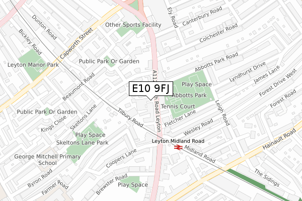 E10 9FJ map - large scale - OS Open Zoomstack (Ordnance Survey) E10 9FJ map - large scale - OS Open Zoomstack (Ordnance Survey)