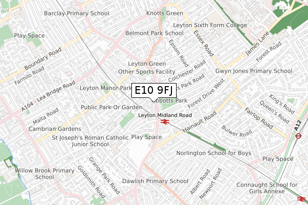 E10 9FJ map - small scale - OS Open Zoomstack (Ordnance Survey) E10 9FJ map - small scale - OS Open Zoomstack (Ordnance Survey)
