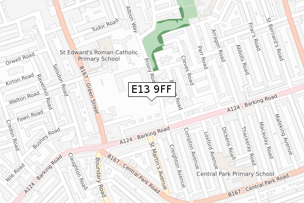 E13 9FF map - large scale - OS Open Zoomstack (Ordnance Survey)