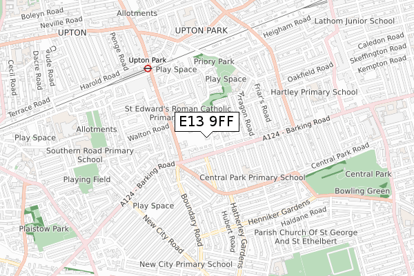 E13 9FF map - small scale - OS Open Zoomstack (Ordnance Survey)