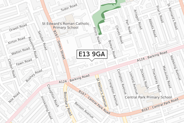 E13 9GA map - large scale - OS Open Zoomstack (Ordnance Survey)