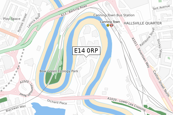 E14 0RP map - large scale - OS Open Zoomstack (Ordnance Survey)