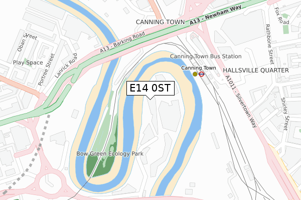 E14 0ST map - large scale - OS Open Zoomstack (Ordnance Survey)