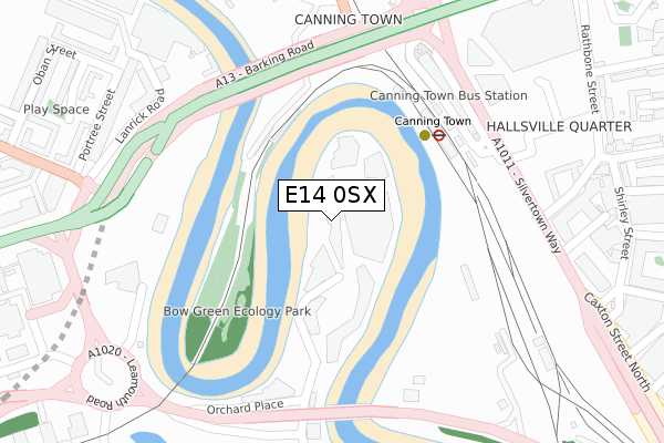 E14 0SX map - large scale - OS Open Zoomstack (Ordnance Survey)