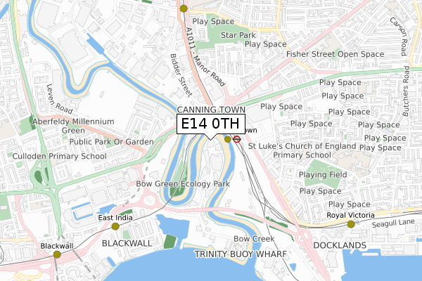 E14 0TH map - small scale - OS Open Zoomstack (Ordnance Survey)