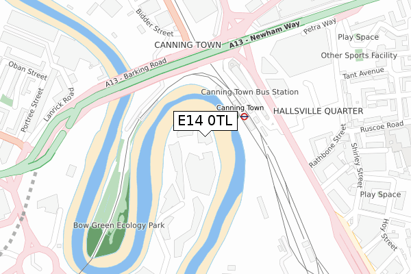 E14 0TL map - large scale - OS Open Zoomstack (Ordnance Survey)