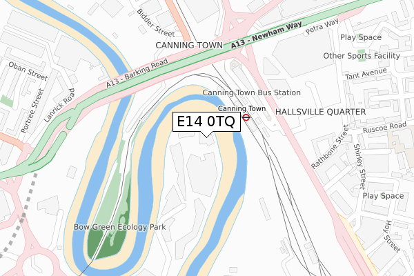 E14 0TQ map - large scale - OS Open Zoomstack (Ordnance Survey)