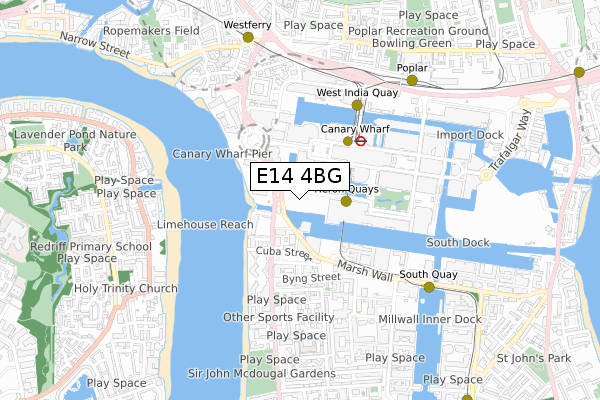 E14 4BG map - small scale - OS Open Zoomstack (Ordnance Survey)