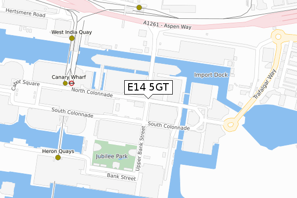 E14 5GT map - large scale - OS Open Zoomstack (Ordnance Survey)