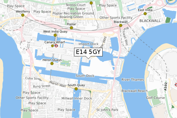 E14 5GY map - small scale - OS Open Zoomstack (Ordnance Survey) E14 5GY map - small scale - OS Open Zoomstack (Ordnance Survey)
