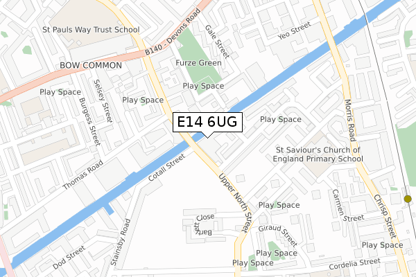 E14 6UG map - large scale - OS Open Zoomstack (Ordnance Survey)