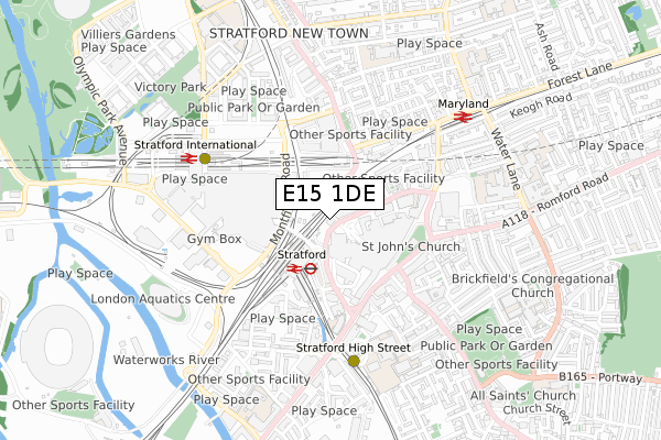E15 1DE map - small scale - OS Open Zoomstack (Ordnance Survey)