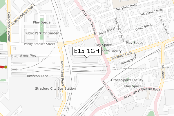 E15 1GH map - large scale - OS Open Zoomstack (Ordnance Survey)