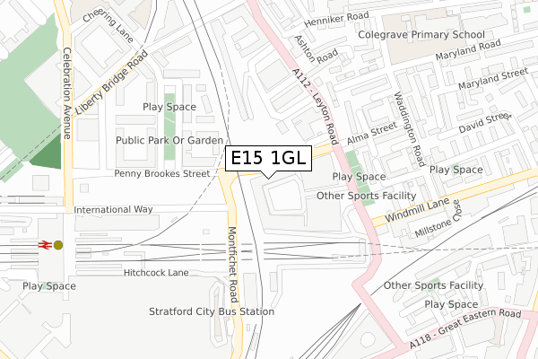 E15 1GL map - large scale - OS Open Zoomstack (Ordnance Survey)