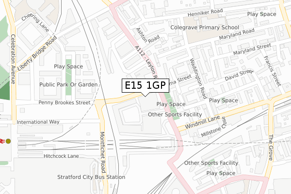E15 1GP map - large scale - OS Open Zoomstack (Ordnance Survey)