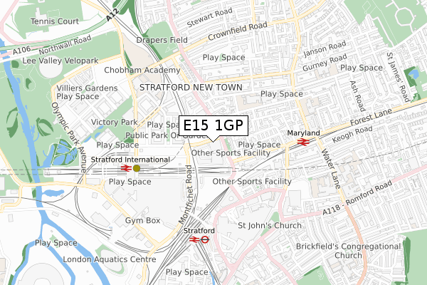 E15 1GP map - small scale - OS Open Zoomstack (Ordnance Survey)