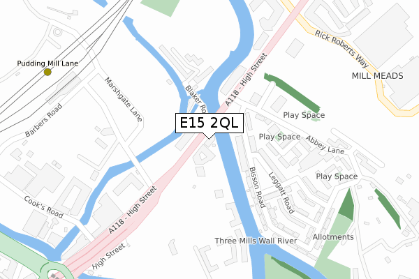 E15 2QL map - large scale - OS Open Zoomstack (Ordnance Survey)