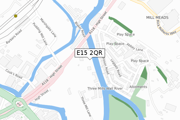 E15 2QR map - large scale - OS Open Zoomstack (Ordnance Survey)