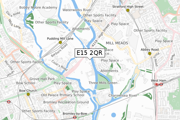 E15 2QR map - small scale - OS Open Zoomstack (Ordnance Survey)
